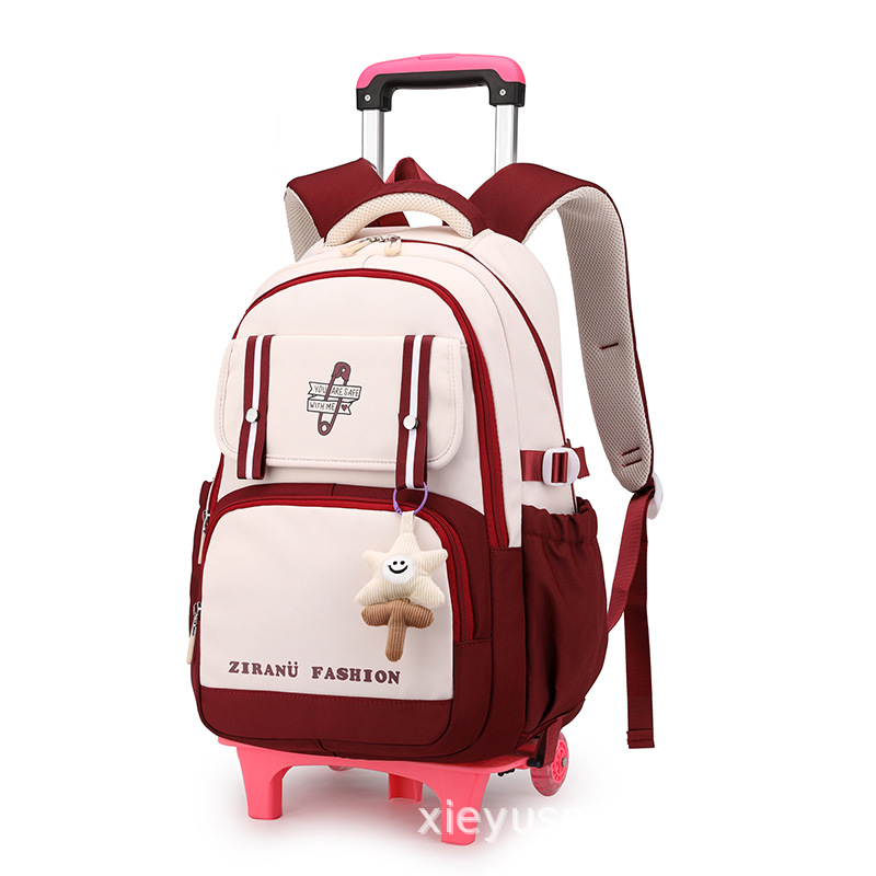 Natural Fish nuevo ligero mochila carro de la escuela primaria Niña de gran capacidad schoolbag grado 3-6 estudiante de secundaria