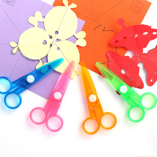 Children 3-6 years old round head hand scissors transparent plastic material kindergarten primary school safety stationery