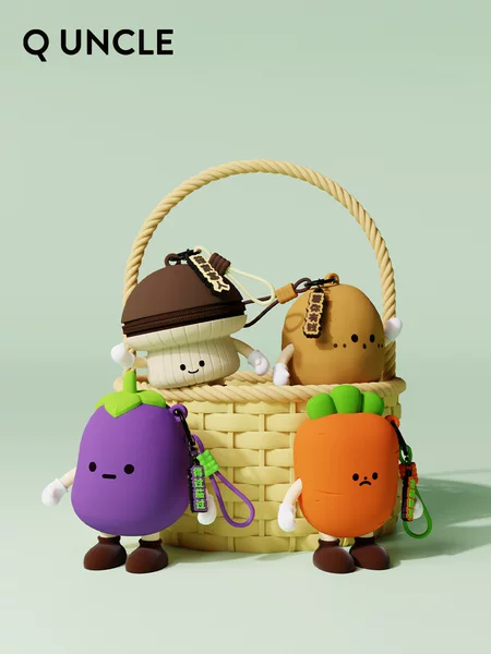 Vegetable Series Key Coin Earphone Cartoon Storage Pouch Silicone Small Bag Pendant Silicone Key Cartoon Bag