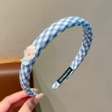 синий格纹小花海绵发箍
