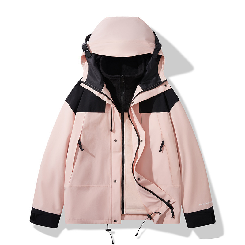 定制LOGO户外三合一冲锋衣情侣款春秋季登山服男女款三防连帽夹克|undefined