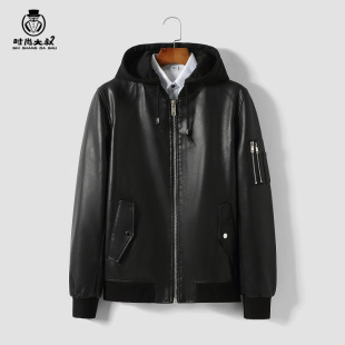 Hooded Leather Jacket Men's Autumn Jacket 2023 New Men's Motorcycle Leather Jacket Thickeneded Trendyy Casual Pu Men's Style