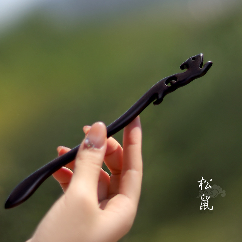 Xiangyun horquilla estilo antiguo simple diario de alto grado updo horquilla de madera nuevo estilo chino accesorios para el cabello palillos de ébano al por mayor