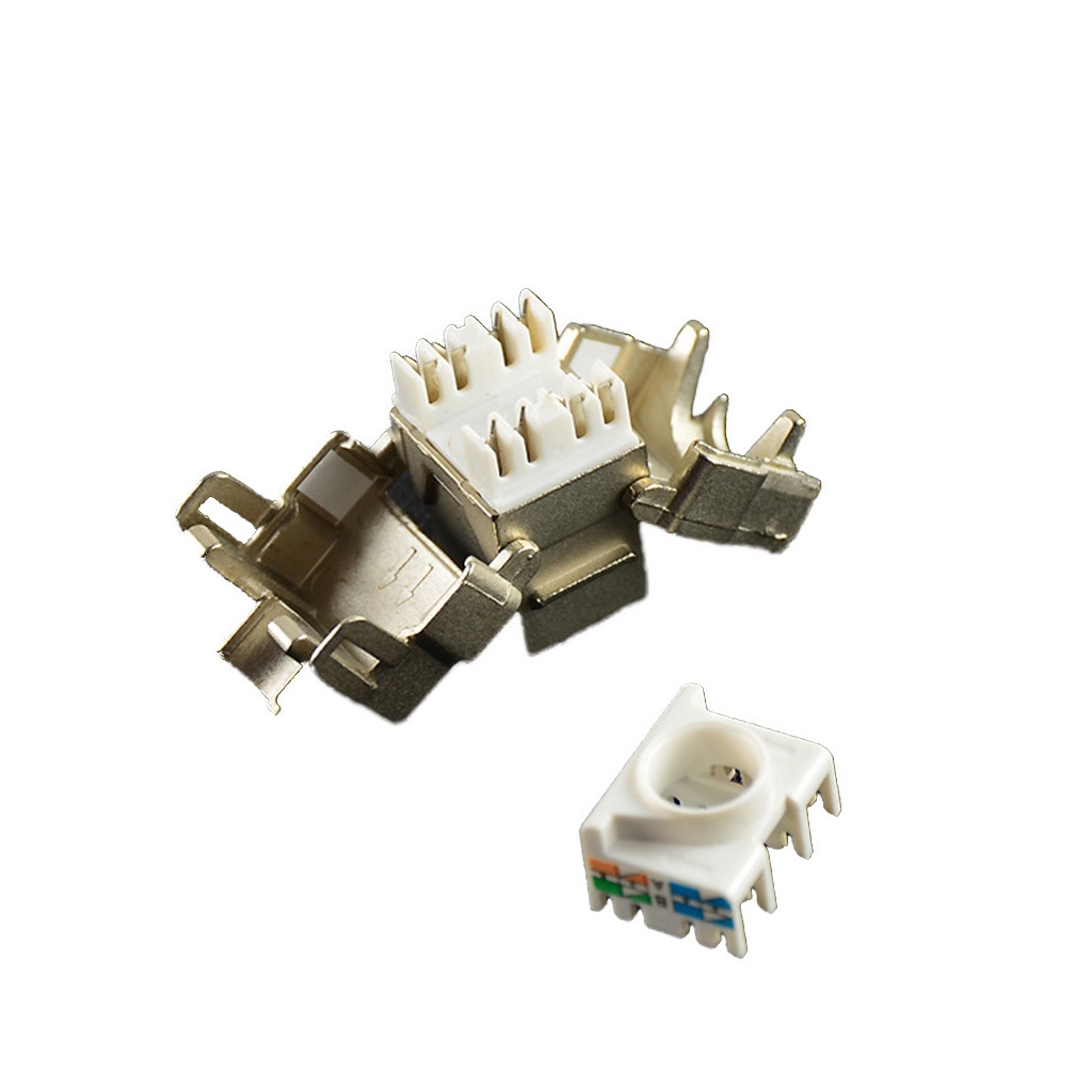 超高品控 六类大锌合金左右开盖屏蔽款STP 180度RJ45网络直通模块