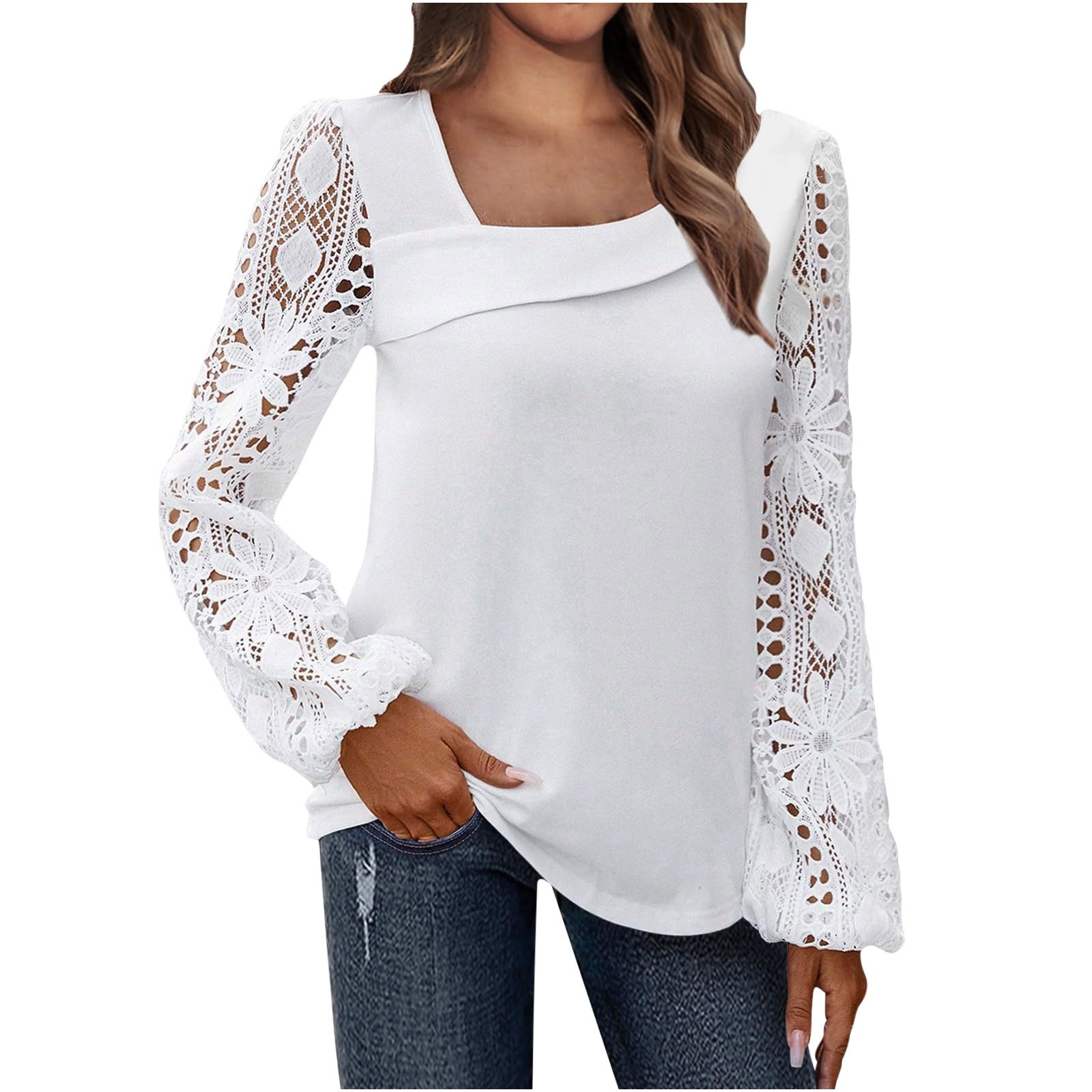 Vêtements pour femmes 2024 printemps et automne mode élégant nouveau pull tricoté à épissure de dentelle tous les hauts assortis_voghion.com
