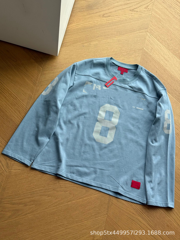 sup美式复古25ss新款8号梵文字体长袖宽松百搭休闲t恤卫衣男女款|undefined