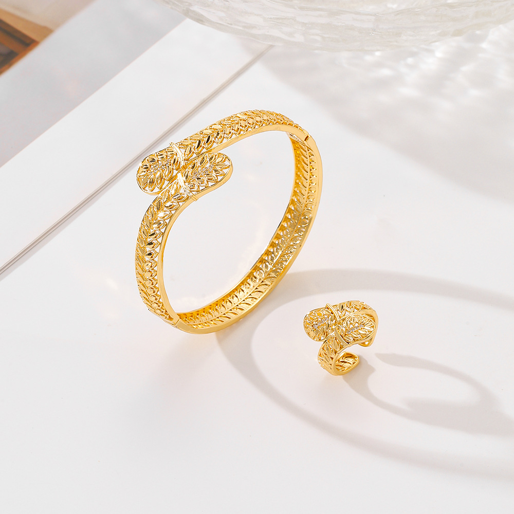 Explosiones populares selecciones transfronterizas juegos de joyería mujeres pulseras de piedra de bronce anillo de boca viva dos juegos de joyería nuevo