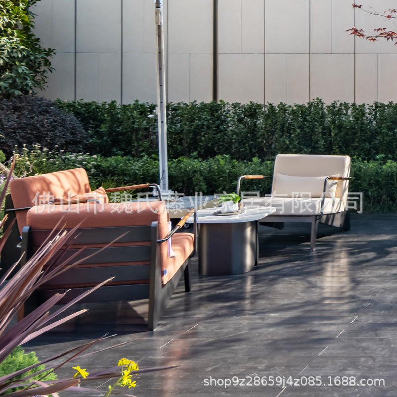 Sofá al aire libre de aleación de aluminio patio jardín departamento de ventas paisajismo comercial proyecto de jardín balcón impermeable protección solar