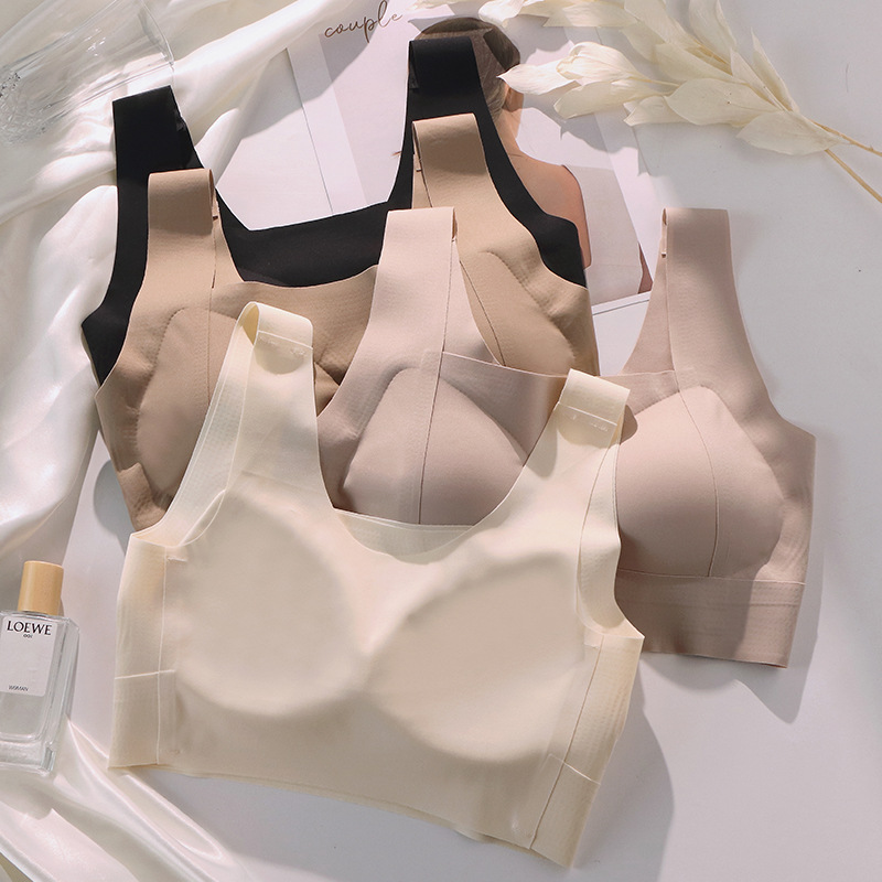 Seamless belleza espalda push-up ropa interior pecho-recogida fija de una sola pieza Sujetador deportivo chaleco-estilo inalámbrico sueño sujetador