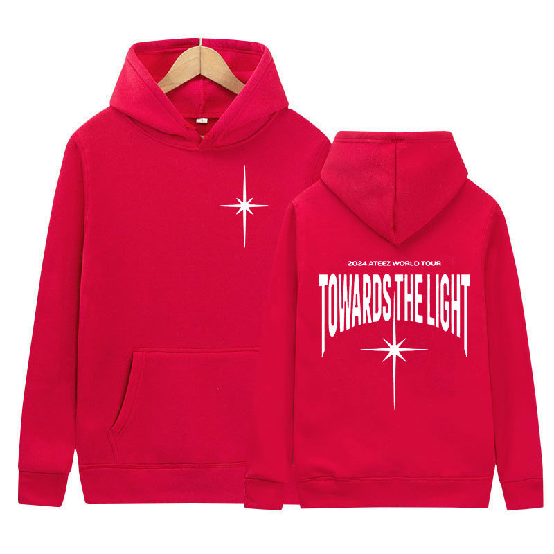 Corea del Sur ATEEZ 2024 World Tour Suéter hacia la sudadera con estampado de color claro Hip Hop Kpop para hombres y mujeres