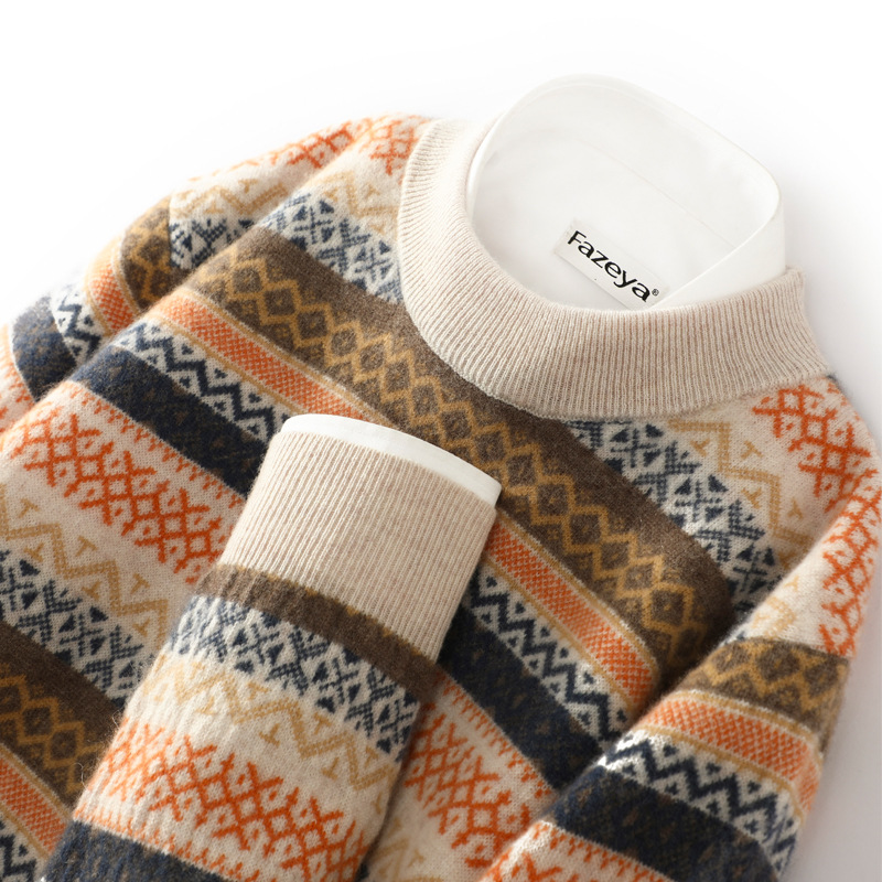 Maglione casual in cashmere jacquard natalizio da uomo in stile maturo leggero, per ragazzi, dimagrante, caldo e casual_voghion.com