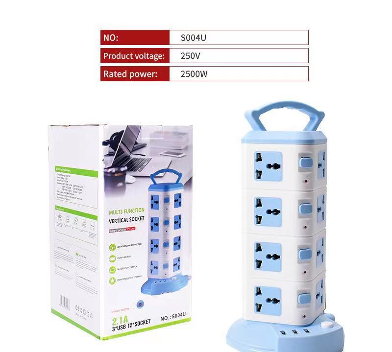 Toma porosa tipo torre vertical tipo C Conector de carga USB PD Conector de oficina multifuncional portátil tridimensional