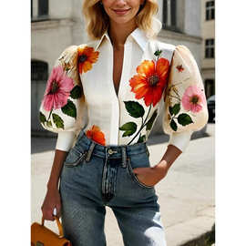 D 64474 Digital print long-sleeve shirt 数码印花长袖衬衫