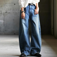 秋冬新款女高档水洗牛仔长裤 女阔腿长裤子