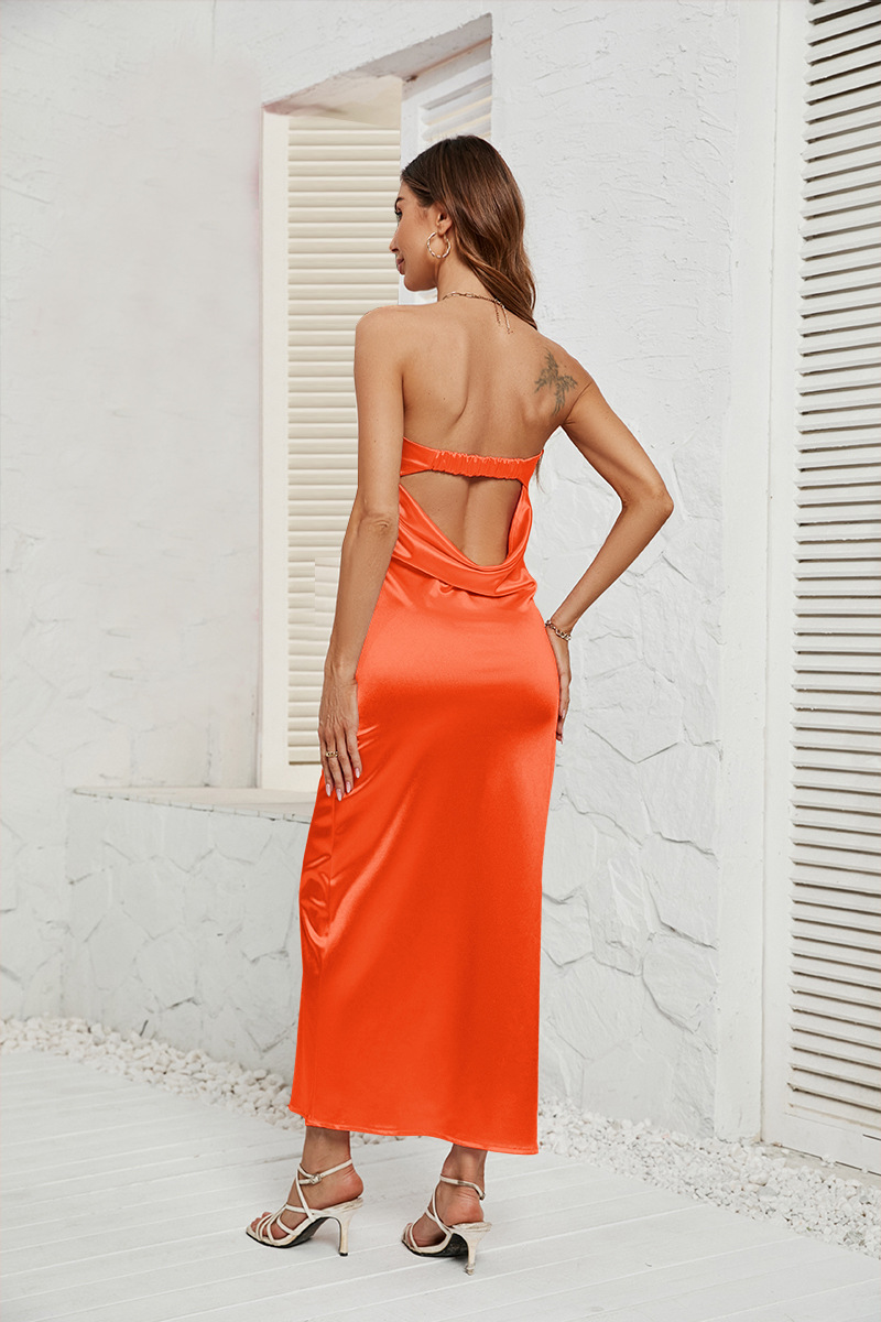 Women's Sheath Dress Elegant Streetwear Strapless Backless Sleeveless Solid Color Maxi Long Dress Daily display picture 35