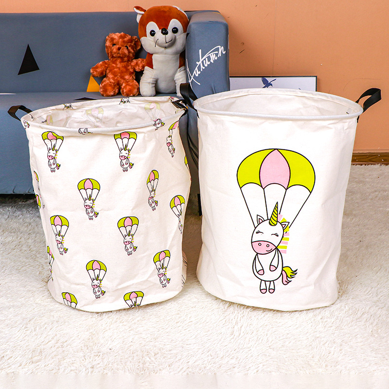 Cesta de ropa de algodón para el hogar cesta de almacenamiento de artículos diversos de tela simple cesta de lavandería grande plegable