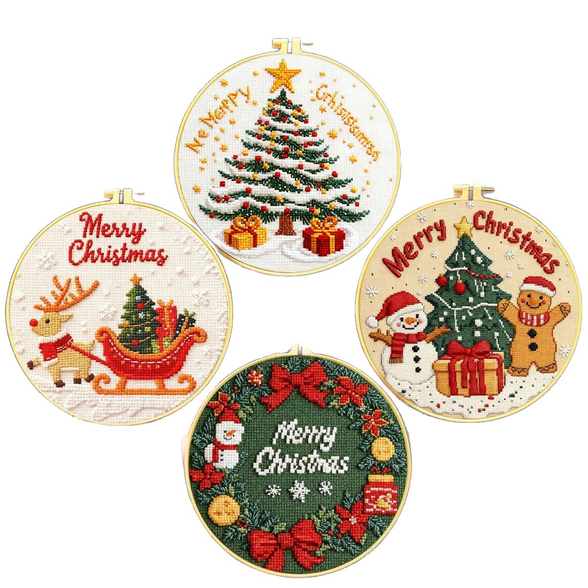 Comercio exterior Navidad de venta caliente colección de Navidad cuatro impresión de alta definición pinturas de bordado cruzado introducción image 6
