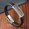 Woven bracelet handmade stainless steel, genuine leather, European style