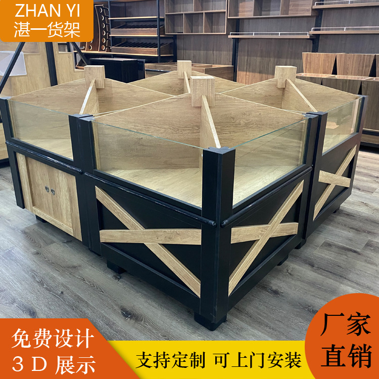 超市散货柜 木质干果柜 钢木糖果柜 散称食品货架 木制米粮桶