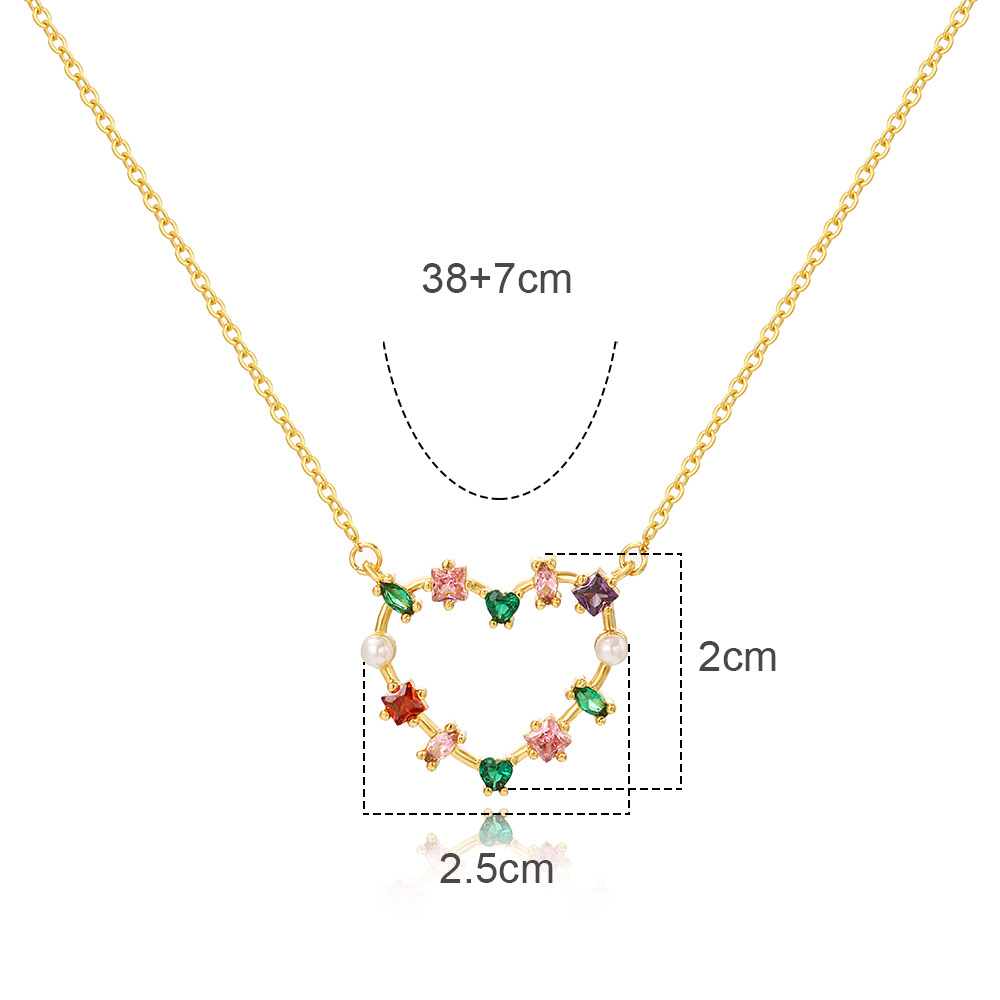 Lady Simple Style Heart Shape Copper Plating Inlay Zircon 18k Gold Plated Pendant Necklace display picture 1