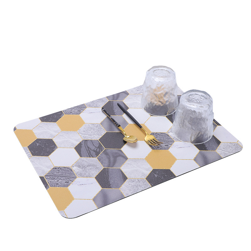 Pu absorbente estera de drenaje cocina encimera hogar antideslizante placa de la montaña estera aislamiento de goma de secado rápido mantel al por mayor