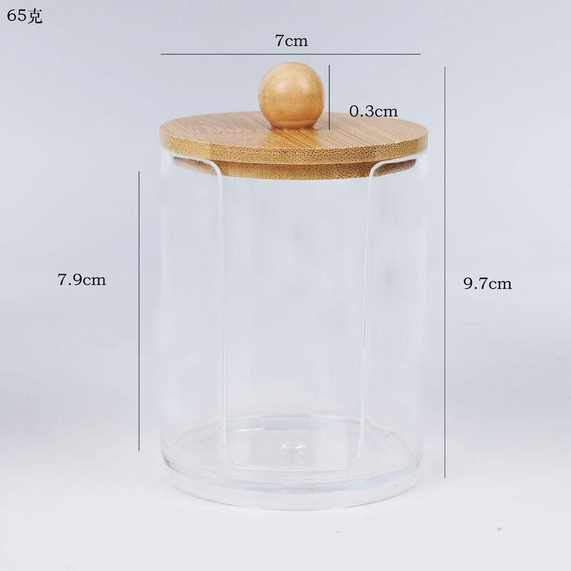 Zhuolin ヨーロッパスタイルのアクリル竹蓋綿棒収納ボックス、化粧綿クリスタル収納、透明デスクトップ整理調味料ボックス|undefined
