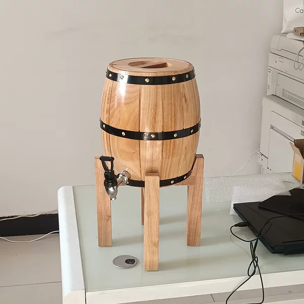Oak Barrel Draft Beer Barrel Stainless Steel Liner Beer Barrel Red Wine Wine Barrel 3L Oak with Base Storage Solid Wood