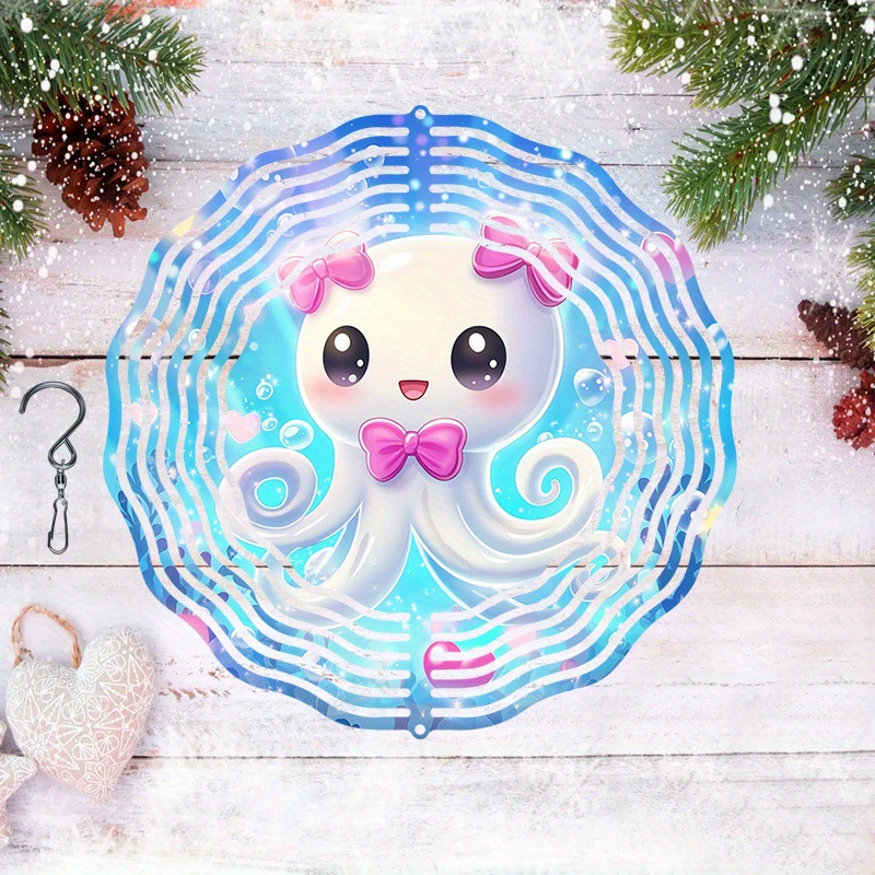 Открытый JIT — 1 вращающийся 3D-колокольчик в стиле мандалы, милый узор океанской медузы — вращение.