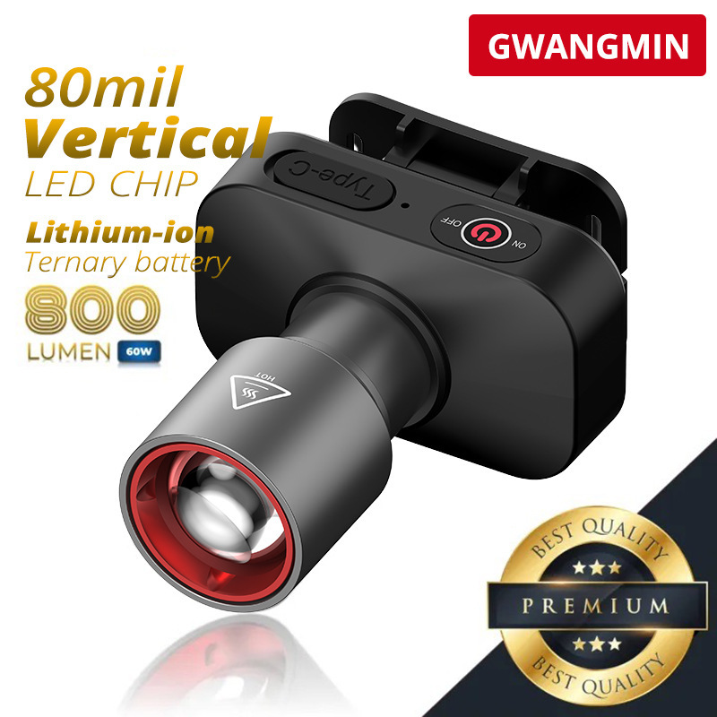 Lámparas de cabeza de explosión transfronteriza al aire libre multifuncional zoom larga vida de pesca nocturna LED luz portátil de trabajo impermeable