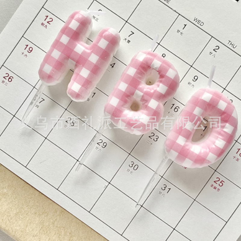 クロスボーダー Amazon 韓国 INS スタイル マカロン カラー プリント チェック柄 HBD レター バルーン 誕生日キャンドル|undefined