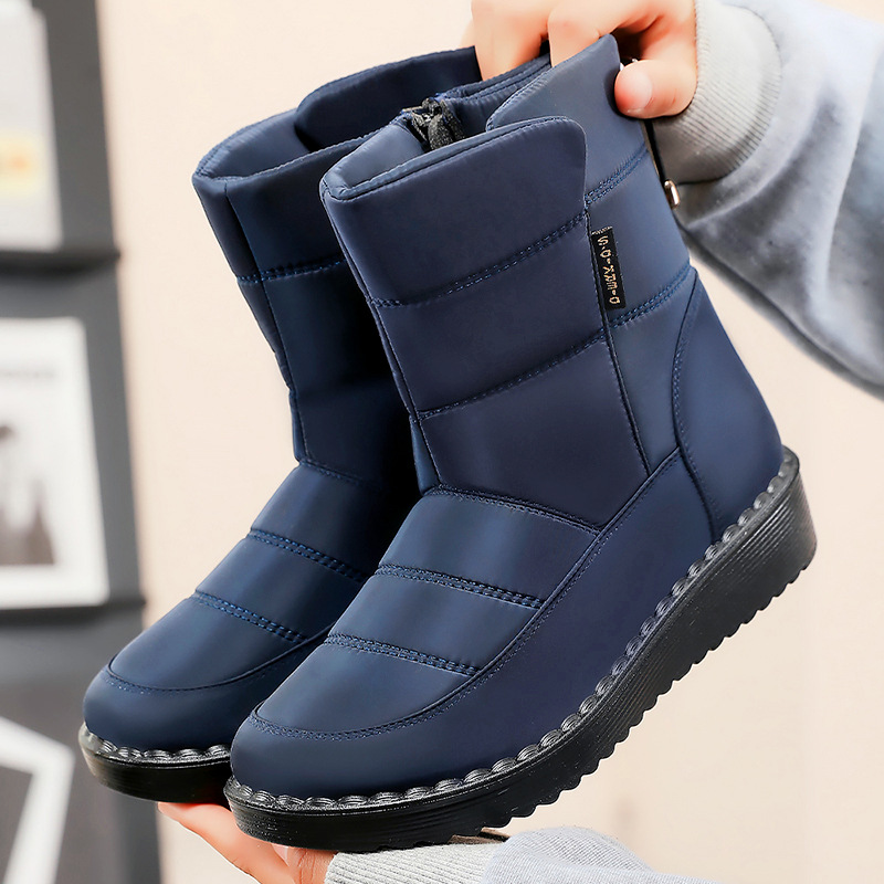 Zapatos de algodón Botas de mujer largas transfronterizas de invierno al por mayor más botas de nieve cálidas al aire libre gruesas de terciopelo Botas de algodón ligeras de poliuretano