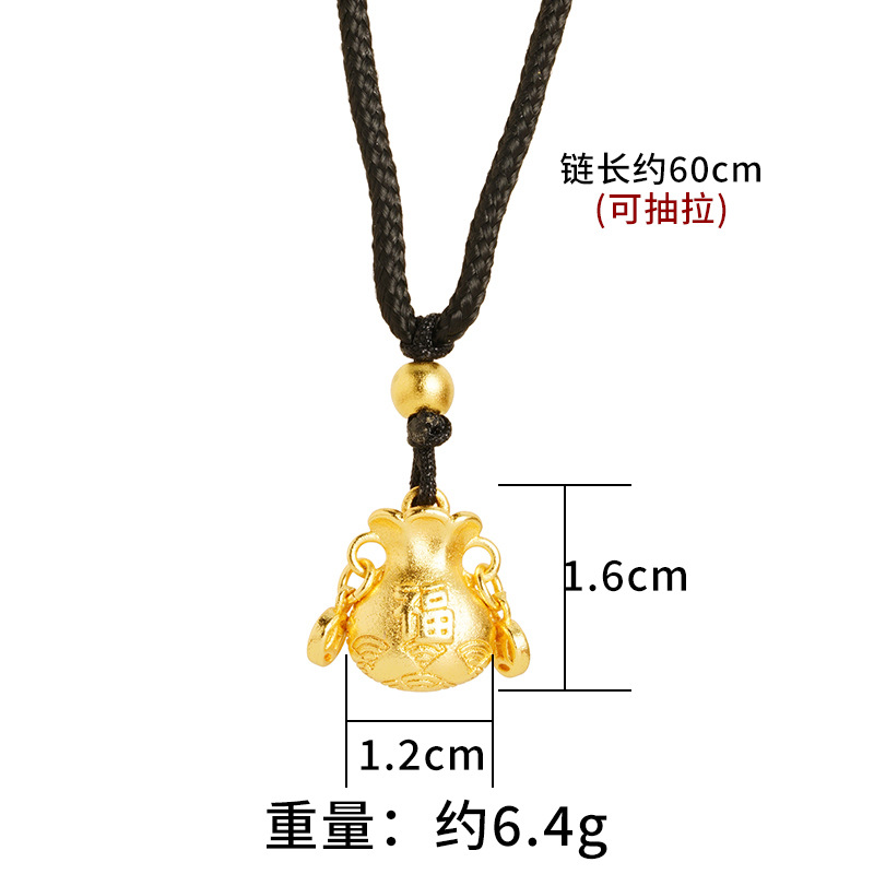 Vietnam arena oro personalizado Lucky Bag collar negro cuerda palabra suerte Xiangyun joyería hombres y mujeres accesorios todo fósforo antiguo patrimonio suministro