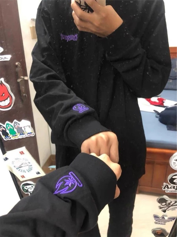小火苗刺绣卫衣男女款秋季潮牌美式高街长袖t恤内搭打底衫|undefined