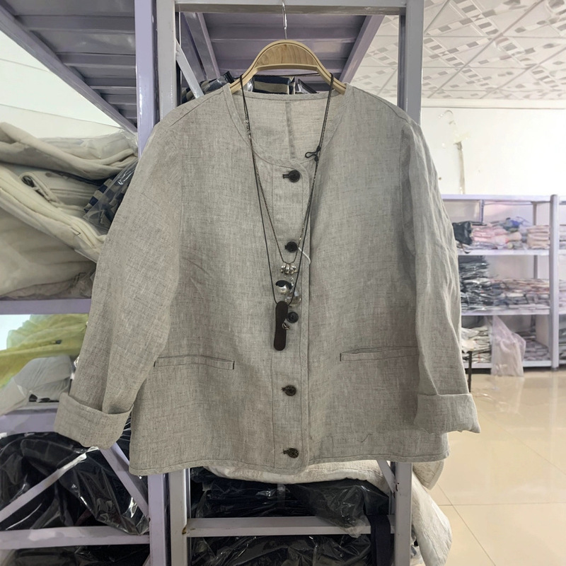 Fashion Hanma Fashion Loose All-match Long-sleeved Spring Coat 2025 Autumn Artistic Retro Round Neck Cardigan Women