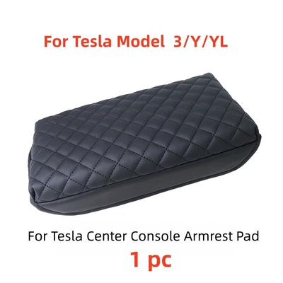 Cross-Border Bestseller Suitable for Tesla Model 3/Y/Yl, Special Center Console Armrest Box Pad, Leather, Thickened and Elevated (Armrest box pad) - tesla-armrest-box-pad-3yyl-1-piece