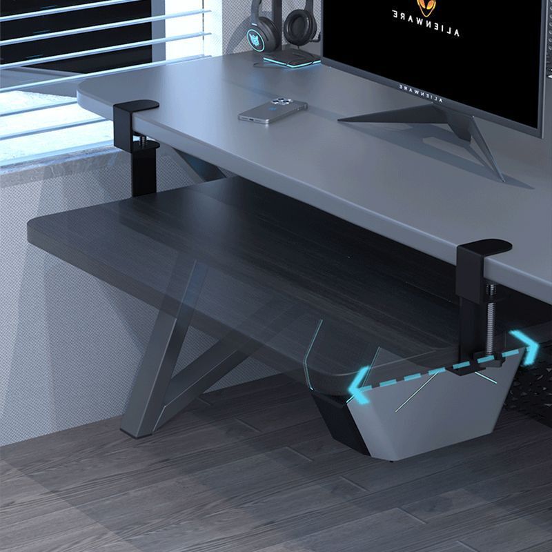Computer Keyboard Tray, No-Drill Under-Desk Drawer Storage, Sliding Rail Mouse Holder, Office Desk Extension Stand