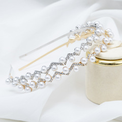 Water Diamond Retro Mori Girl Pearl Headband, Cute and Elegant, Versatile and Sweet, Korean Hair Accessory
