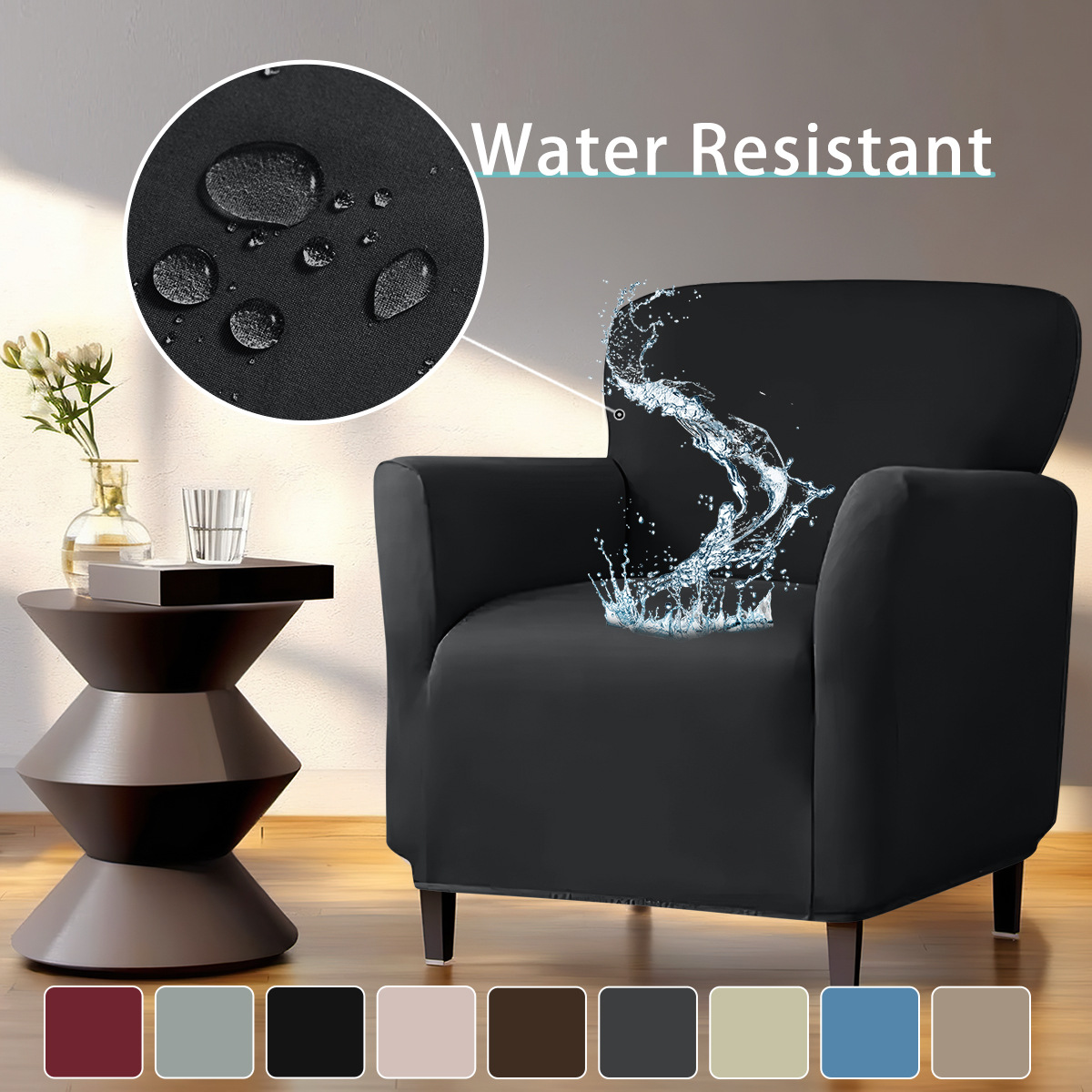 SHEIN en stock sofá cubierta impermeable de seda de leche pequeña cubierta de sofá elástica de color sólido cubierta de sofá de una sola persona