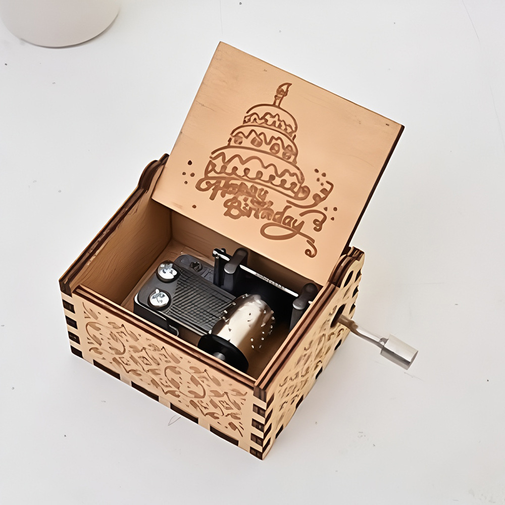 手摇木质音乐盒八音盒幼儿园DIY玩具创意家具摆件生日节日礼物