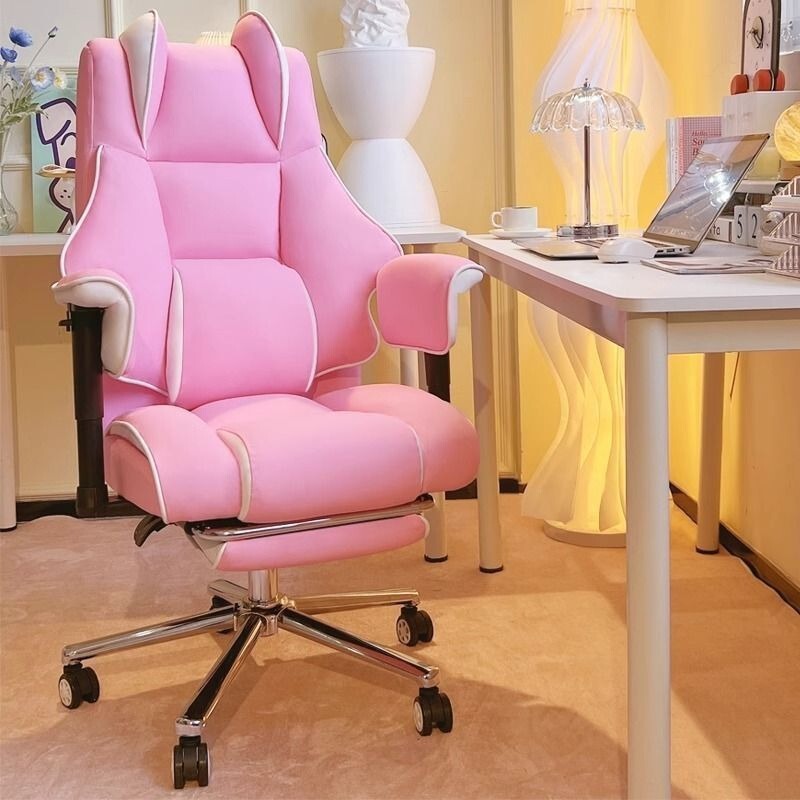 E-Sports Chair for Girls, Cute Anchor Computer Chair, Home Swivel Chair, Pink Ergonomic Comfortable Sedentary Study Chair