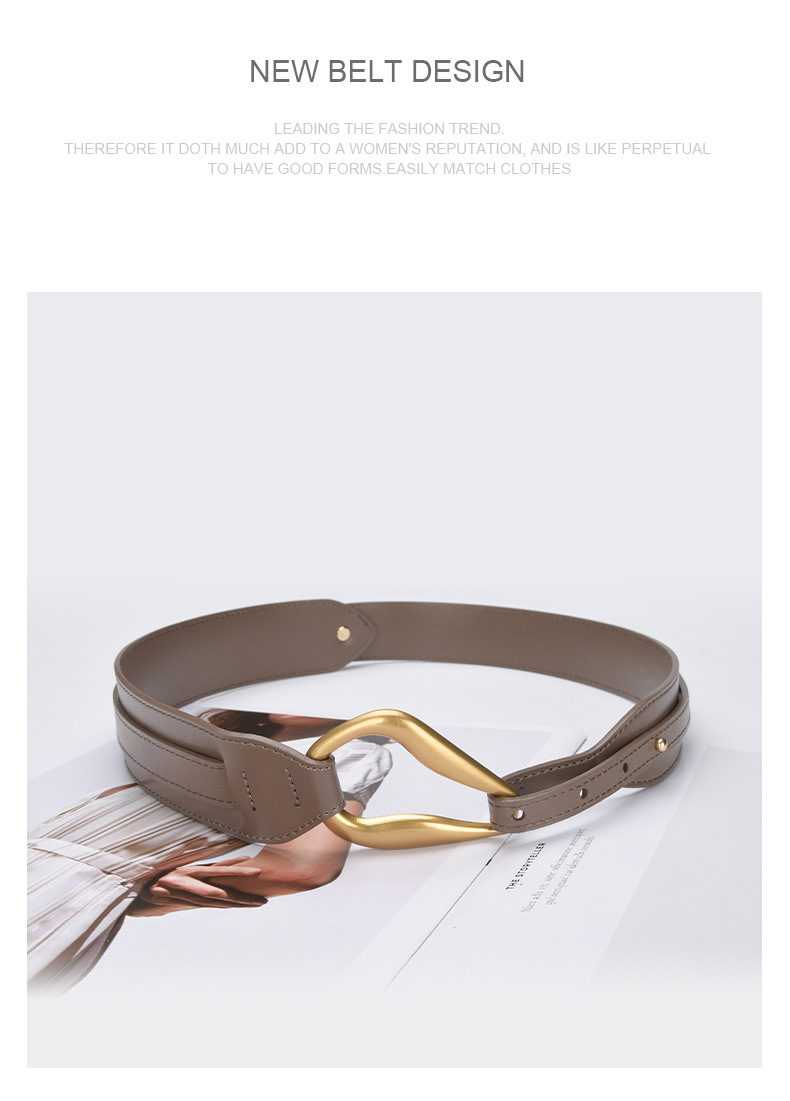Nyt mode dekorativt bælte i læder Alsidig stor vindjakke sweater Elastisk bredt bælte Talje Talje Talje Talje Talje Tætningskjole_voghion.com