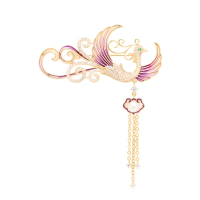 Brooch Women's Gradient Tassel Phoenix: Yaxa sancaqları