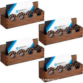 创意镂空木质名片盒酒店餐馆前台名片收纳盒私人名片便签底座logo