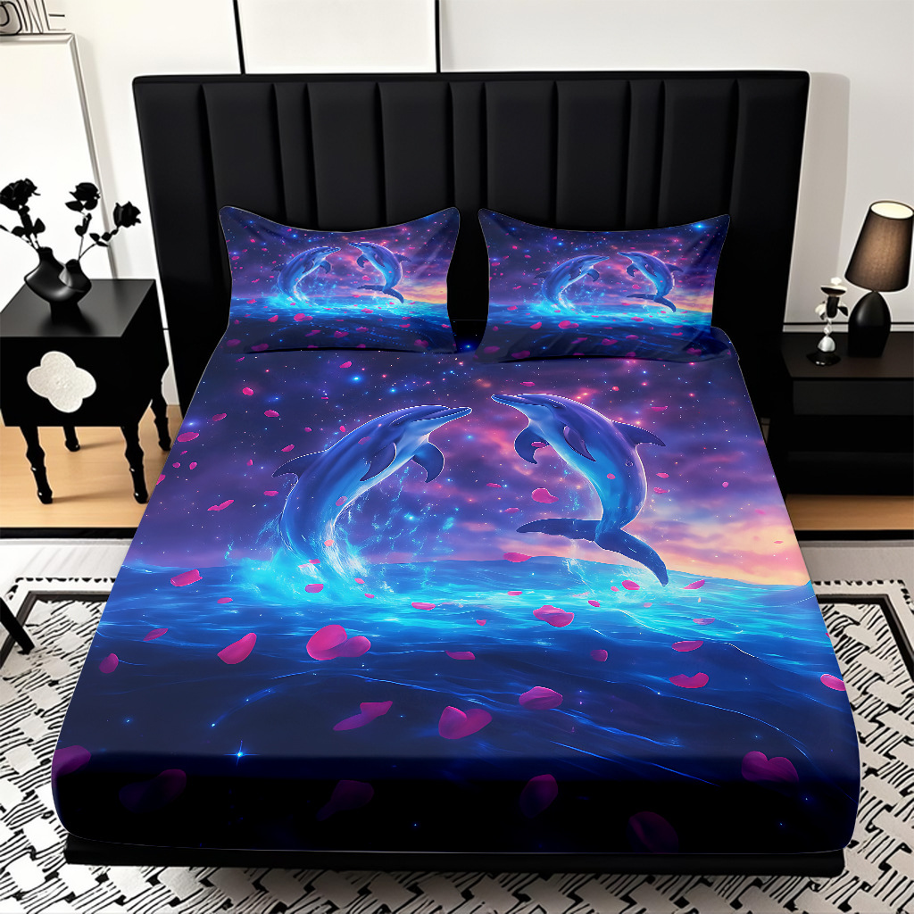 TEMU / JIT transfronterizo encantadora criatura submarina impresa digital 3D cama de cama de cama