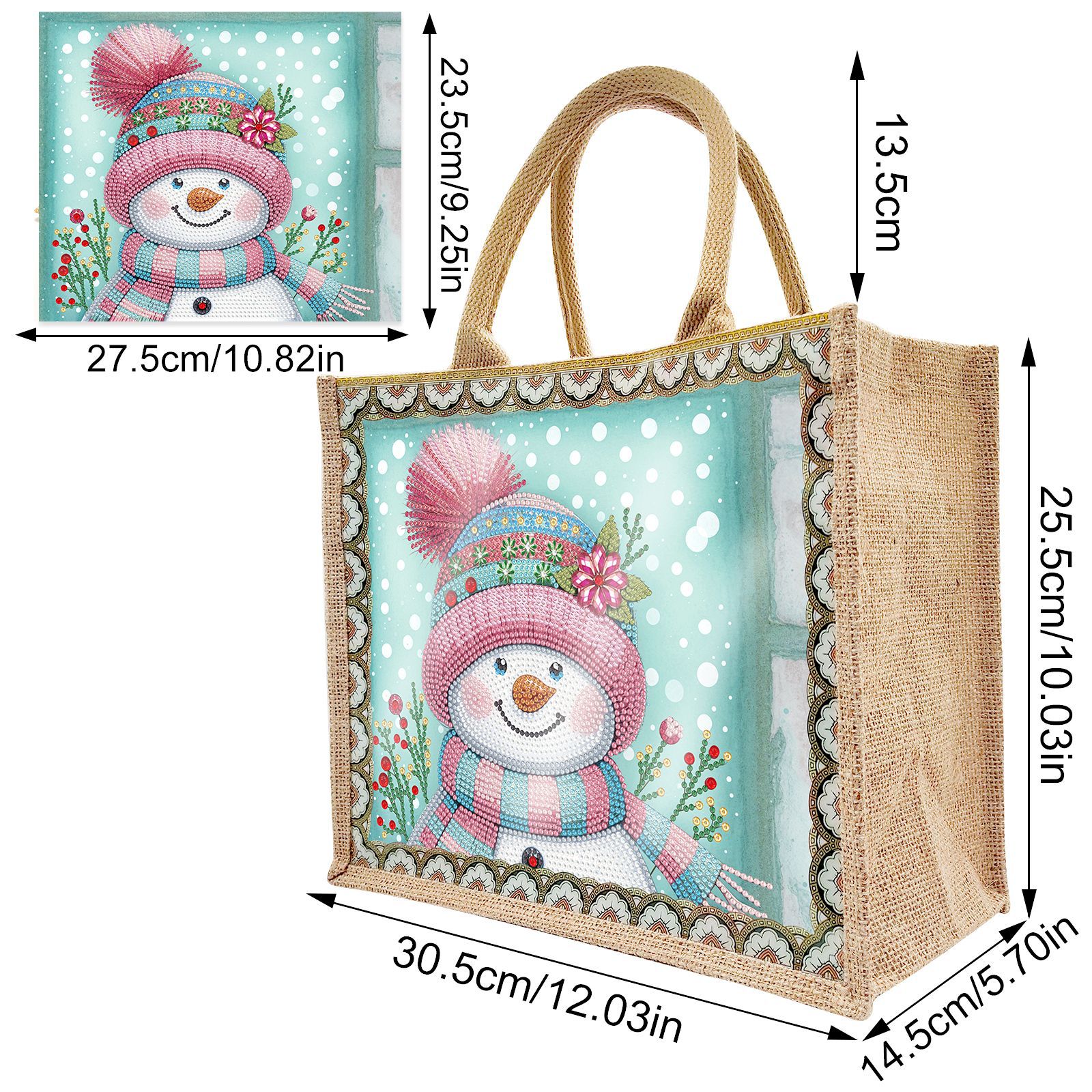 Pintura de diamantes DIY periferia pintura de diamantes bolsa de lino bolsas de caricatura ecológicas reemplazables fondo al por mayor