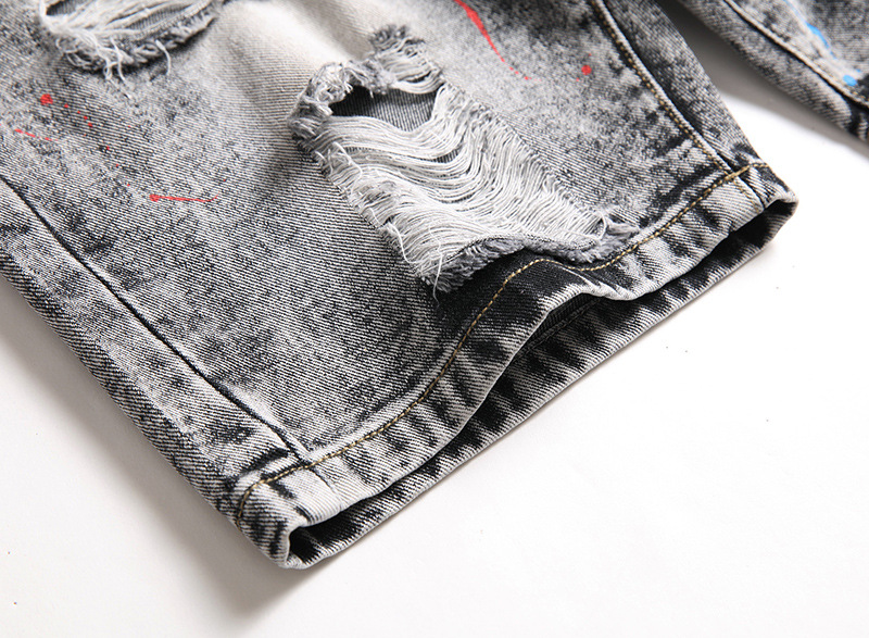 Pantaloncini jeans uomo distressed taglio dritto casual vintage_voghion.com
