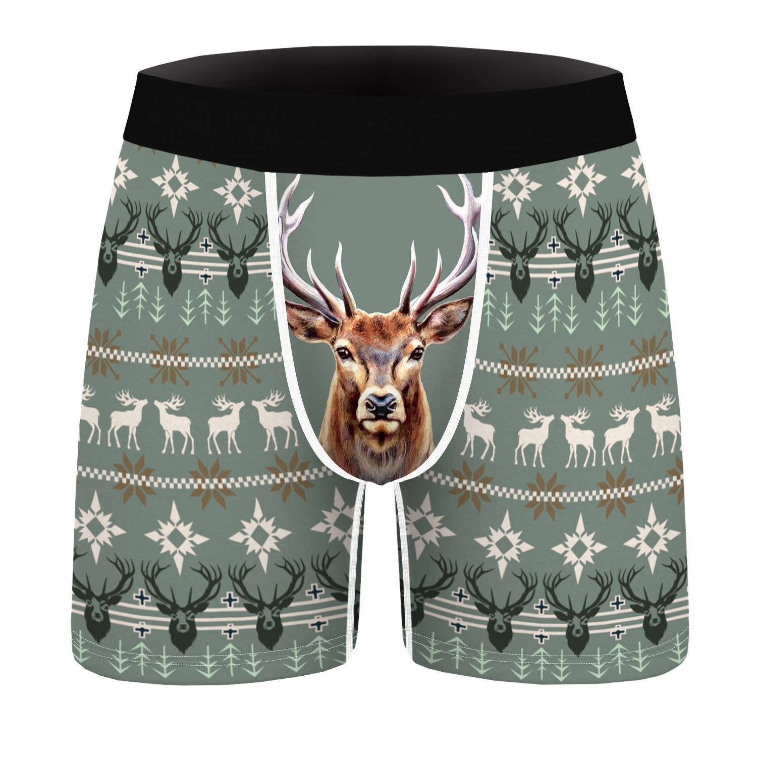 2024 Pantaloni ad angolo piatto traspiranti e comodi da uomo con stampa digitale per cani di Natale nuovi con biancheria intima aderente sul fondo_voghion.com