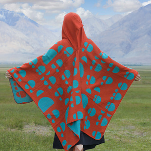 Xinjiang Xizang Tourism Wear Hat Ethnic Style Shawl Northwest Qinghai Desert Cloak Outer Cape Wholesale