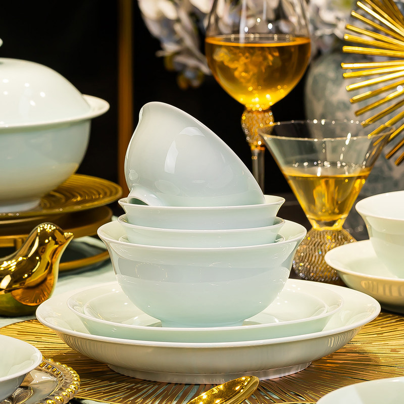 Jingdezhen Ceramic Bowl for Home Use 2025 New Model High-End Rice Bowl Soup Bowl Underglaze Color Tableware Chinese Style Bowl and Plate Set Jingdezhen Ceramic Bowl for Home Use 2025 New Model High-End Rice Bowl Soup Bowl Underglaze Color Tableware Chinese Style Bowl and Plate Set