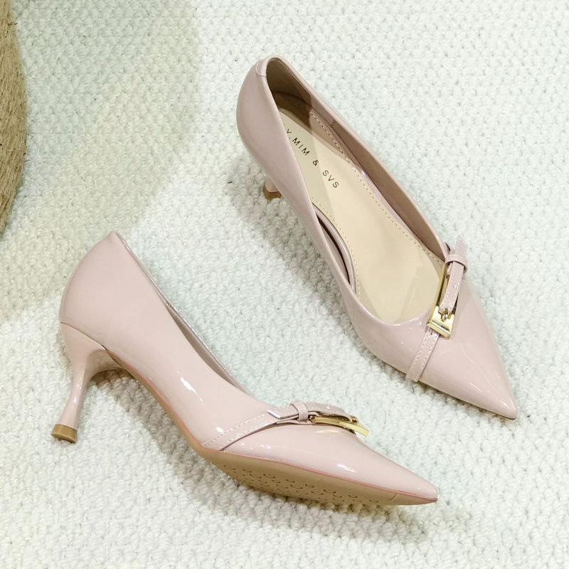 2024 봄 새로운 도착 신발 스틸레토 힐 뾰족한 하이힐 요정 스타일 신발